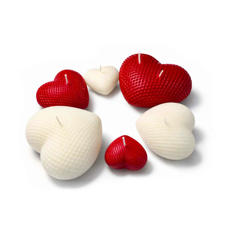 Zestaw pięknych świec sojowych serca czerwone i białe 6szt