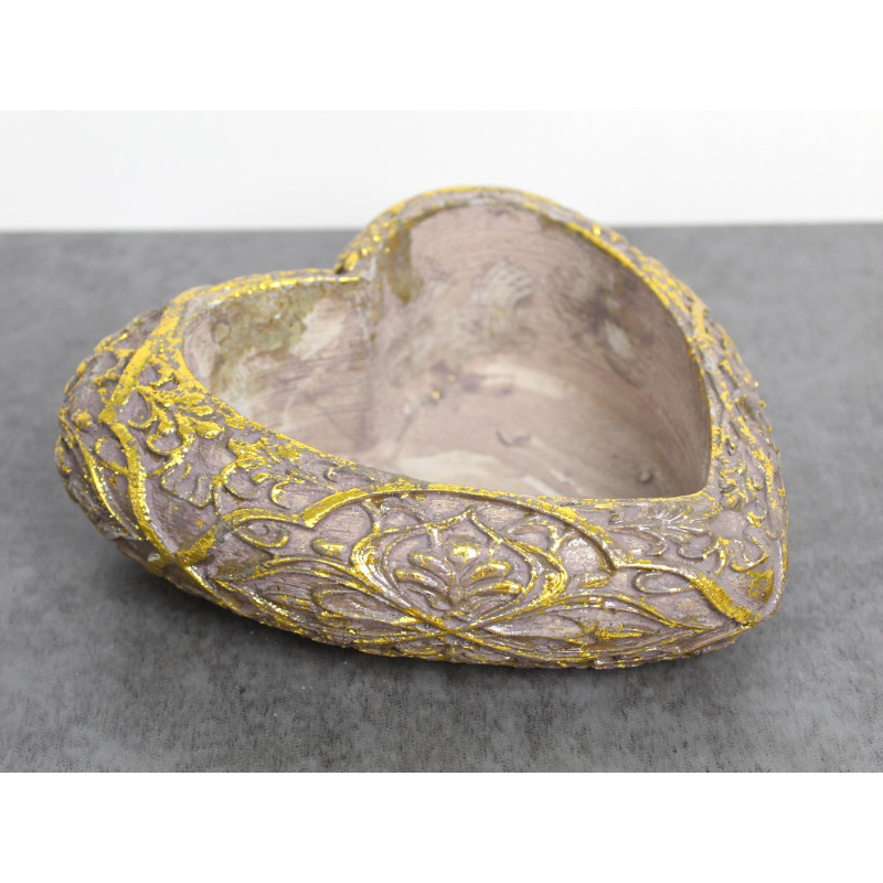 Osłonka betonowa SERCE Z WZOREM 22x22x8,5 cm BRĄZOWO-ZŁOTE